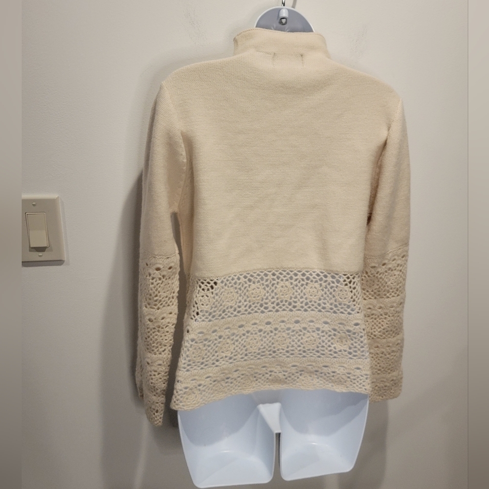 Obermeyer Womens Size M Cream Mix Knit Boho Sweater Top Wool - Picture 2 of 6
